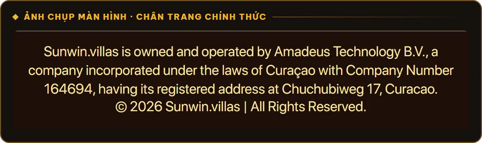 Chân trang Sunwin ghi đơn vị vận hành Amadeus Technology B.V.