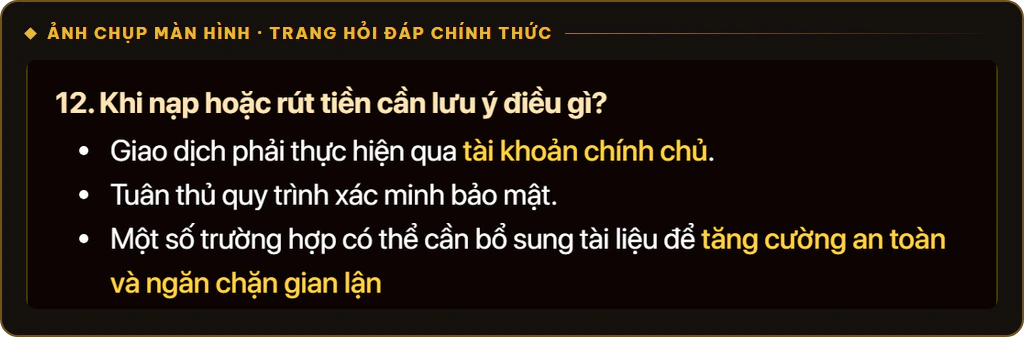 Hỏi đáp chính thức Sunwin về lưu ý nạp rút