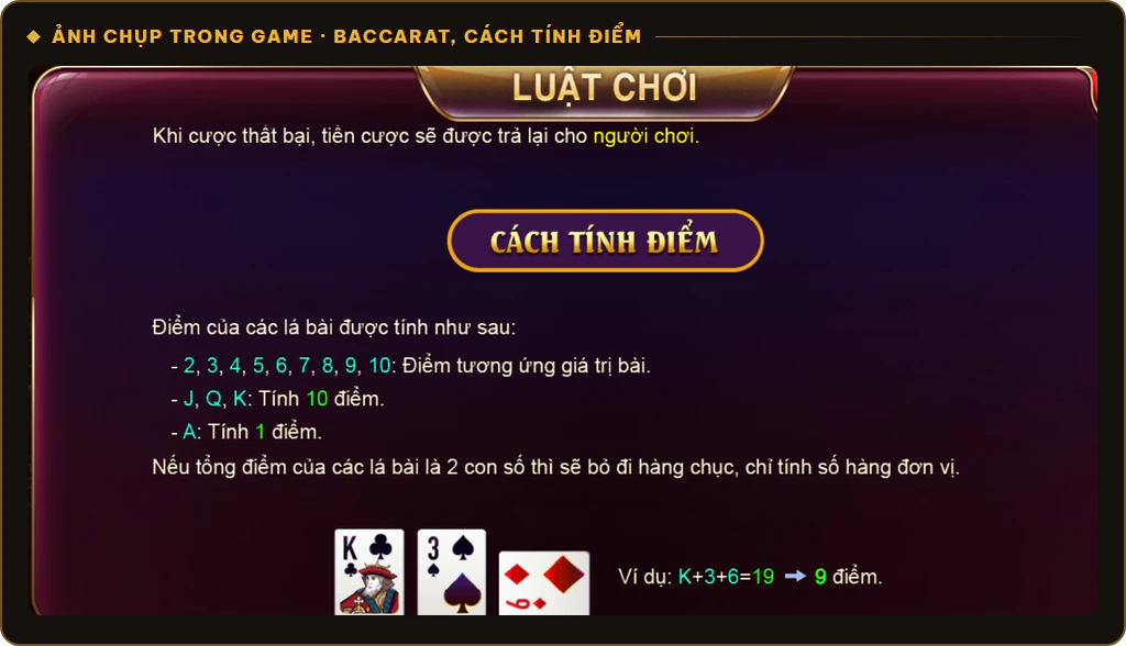 Cách tính điểm Baccarat trong mục Luật chơi Baccarat Kim Tài Sunwin
