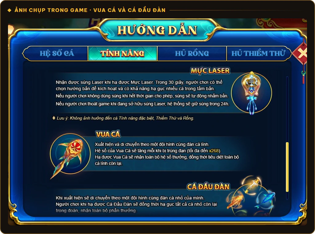 Luật Vua Cá và Cá Đầu Đàn trong game bắn cá Sun Cá Sunwin