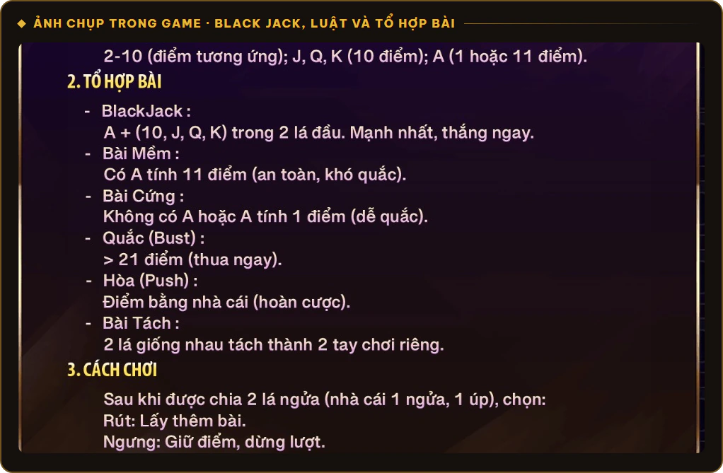 Luật Black Jack Sunwin với cách tính điểm, BlackJack, bài mềm, bài cứng, quắc