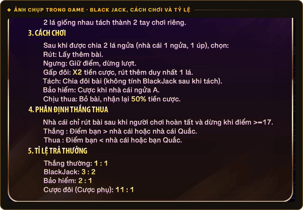 Cách chơi và tỷ lệ trả thưởng Black Jack Sunwin, BlackJack 3 ăn 2