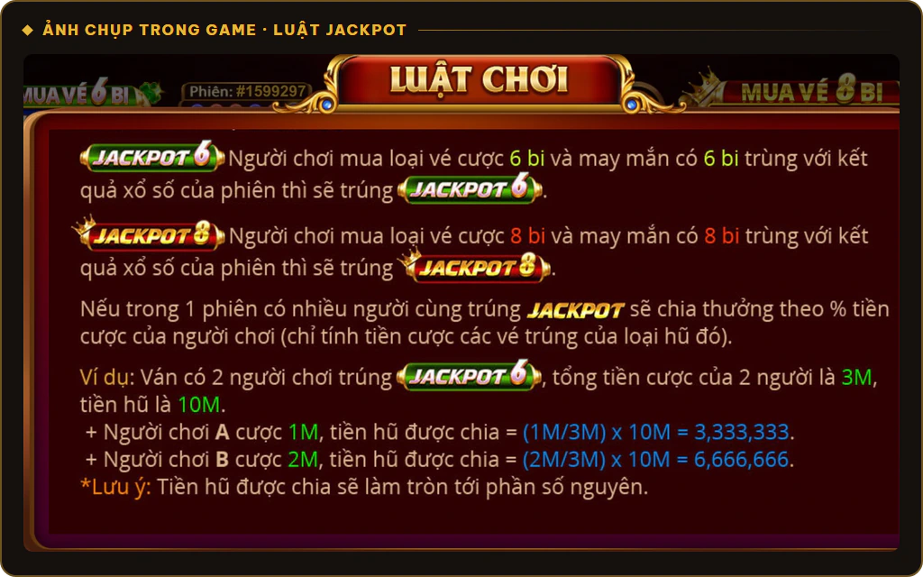 Luật Jackpot 6, Jackpot 8 và cách chia tiền hũ Keno Lộc Phát