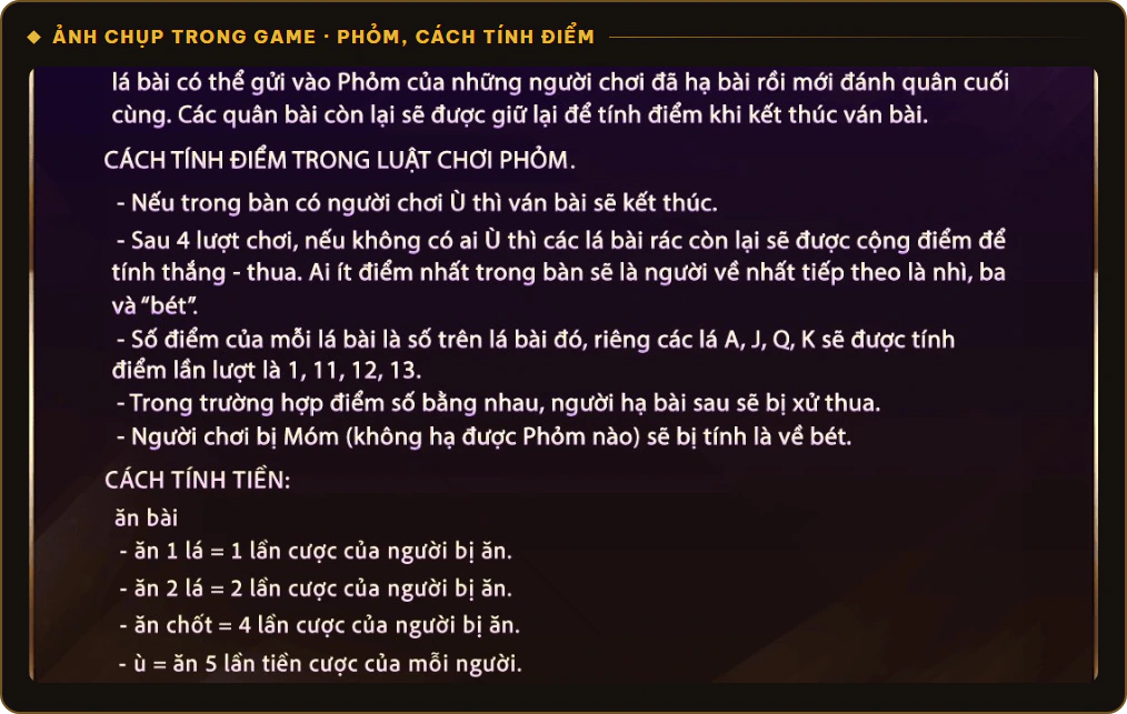 Cách tính điểm Phỏm Sunwin khi không có người ù