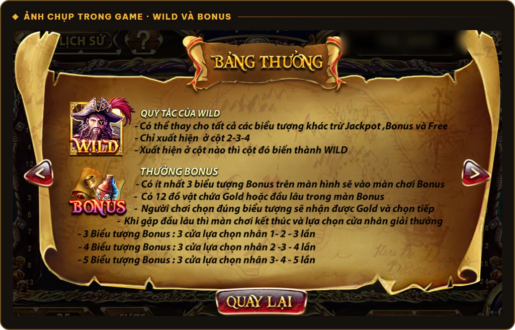 Quy tắc Wild và thưởng Bonus trong Pirate King Sunwin