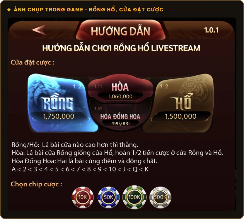 Mục Hướng dẫn Rồng Hổ Livestream Sunwin với cửa cược và luật hòa