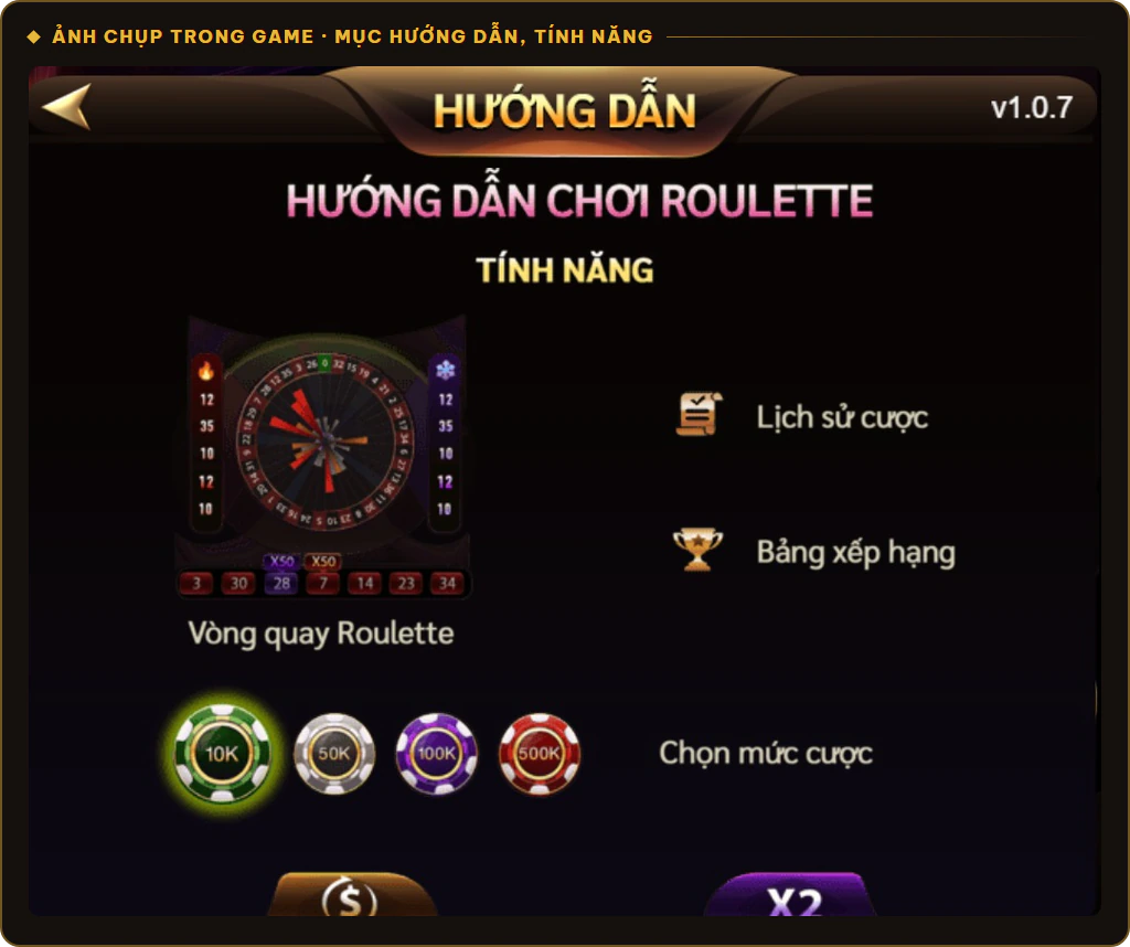 Tính năng bàn Roulette Sunwin gồm vòng quay, lịch sử cược, bảng xếp hạng và chip cược
