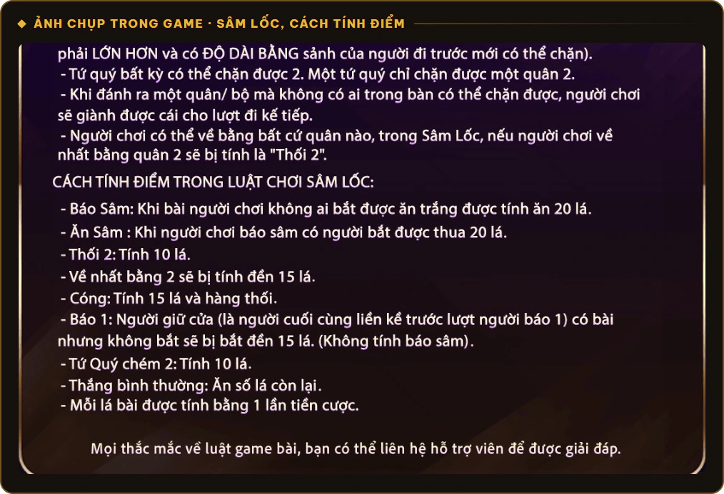 Cách tính điểm Sâm Lốc Sunwin gồm báo sâm, thối 2, cóng, báo 1