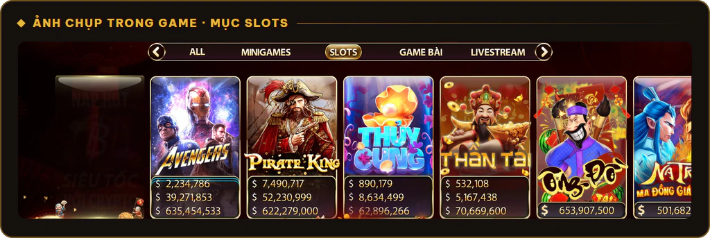 Mục Slots Sunwin, thẻ game hiện 3 con số hũ ứng với 3 mức cược
