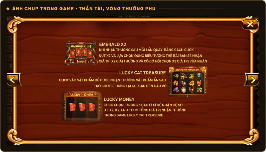 Vòng thưởng Emerald X2, Lucky Cat Treasure, Lucky Money trong Thần Tài Sunwin