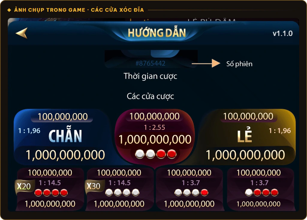 Các cửa cược Xóc Đĩa trên Sunwin gồm Chẵn, Lẻ, Sấp đôi, Tứ trắng, Tứ đỏ
