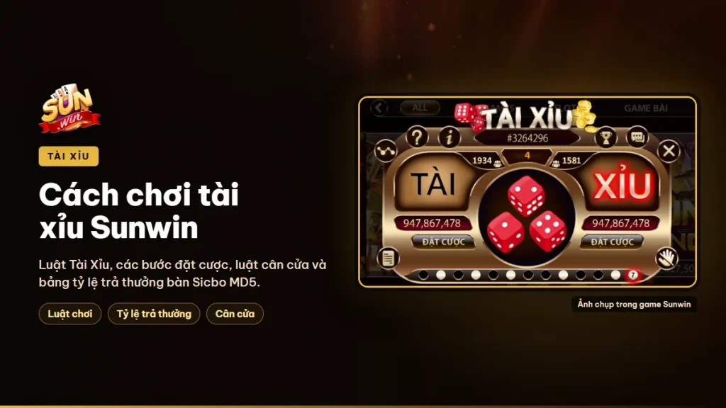 Cách chơi tài xỉu Sunwin với luật, cách đặt cược và tỷ lệ trả thưởng