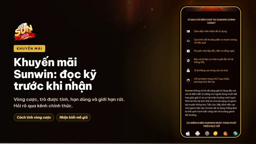 Khuyến mãi Sunwin và điều kiện nhận