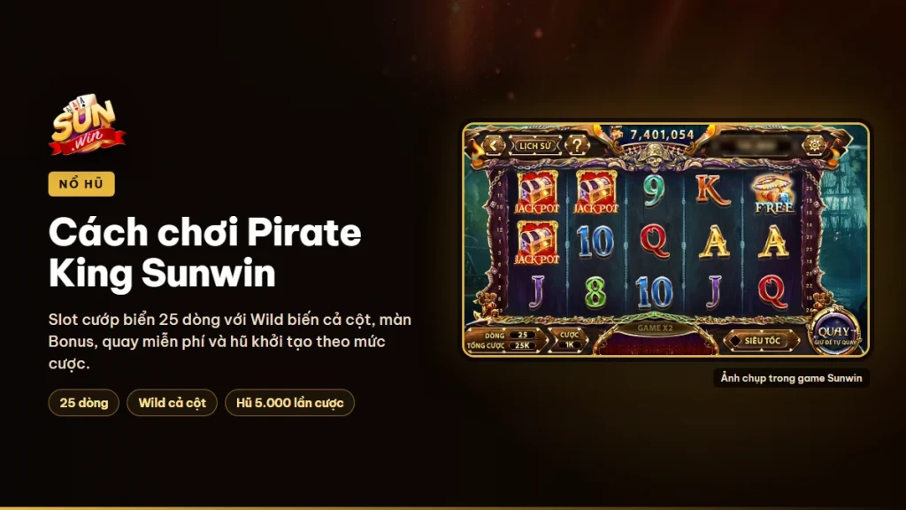 Cách chơi Pirate King Sunwin, bảng thưởng, Wild, Bonus và nổ hũ