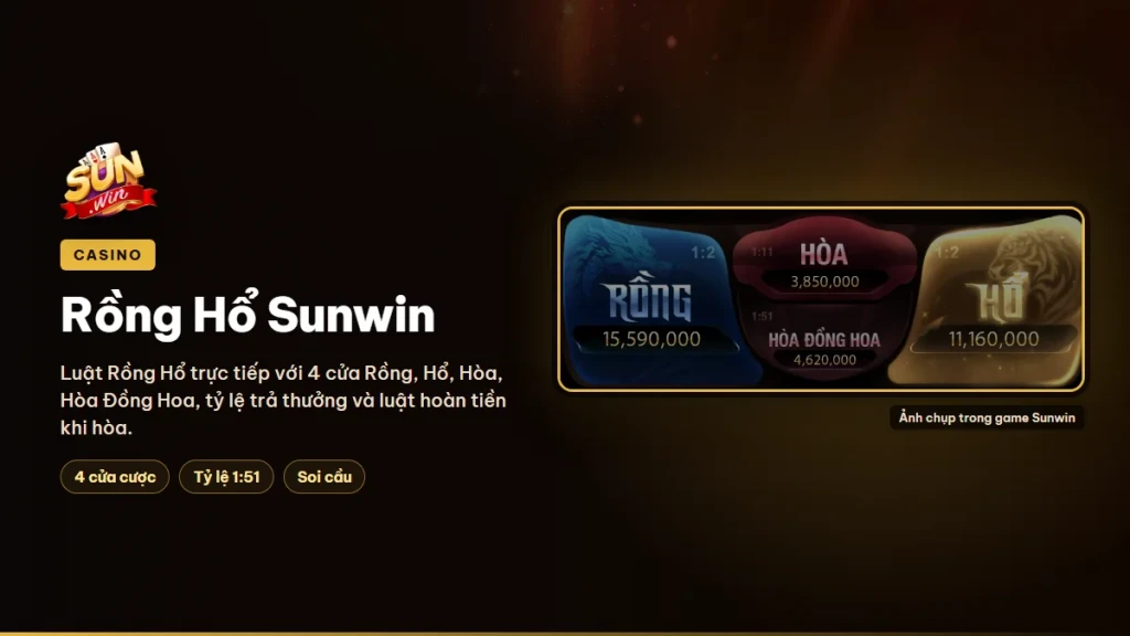 Cách chơi Rồng Hổ trên Sunwin, luật hòa và tỷ lệ trả thưởng