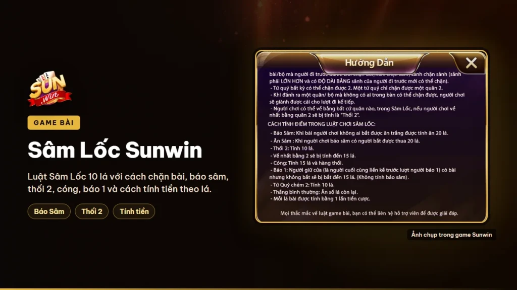 Cách chơi Sâm Lốc trên Sunwin, báo sâm, thối 2 và tính tiền