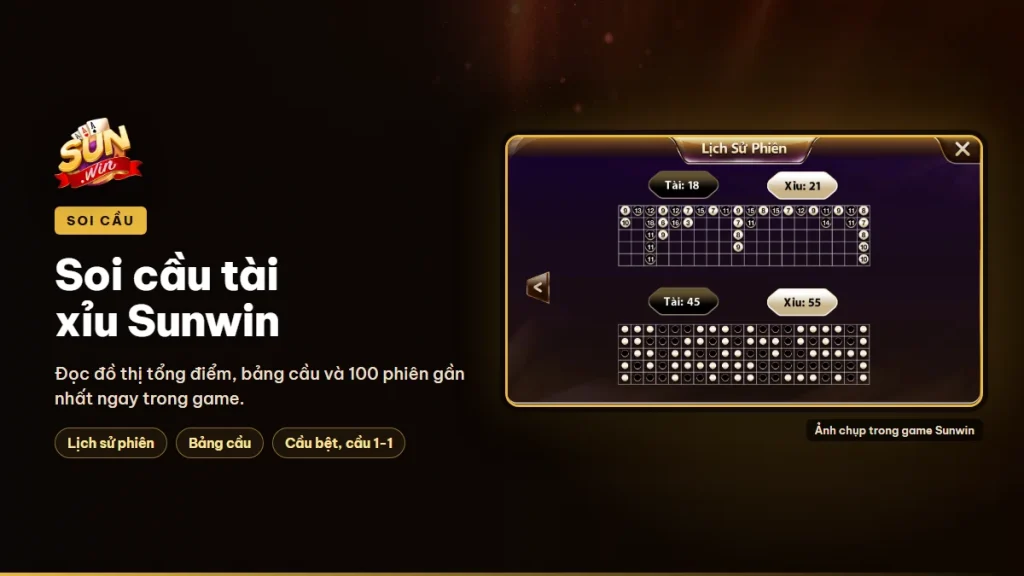 Soi cầu tài xỉu Sunwin bằng bảng cầu và lịch sử phiên trong game