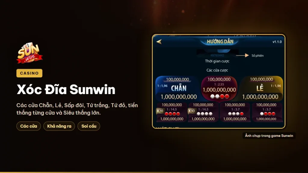 Cách chơi Xóc Đĩa trên Sunwin, các cửa cược và tiền thắng